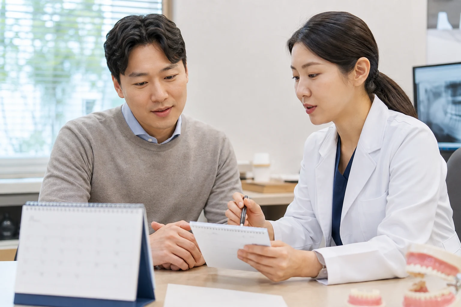 보증 관련 문서를 확인하는 상담 장면